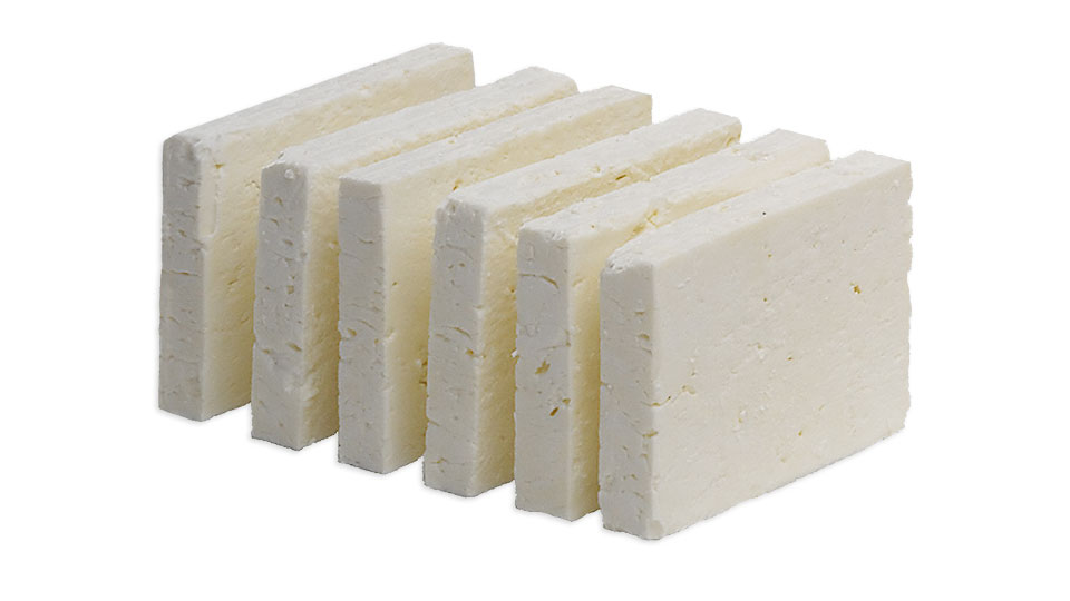 Picture of a feta block devided in bars